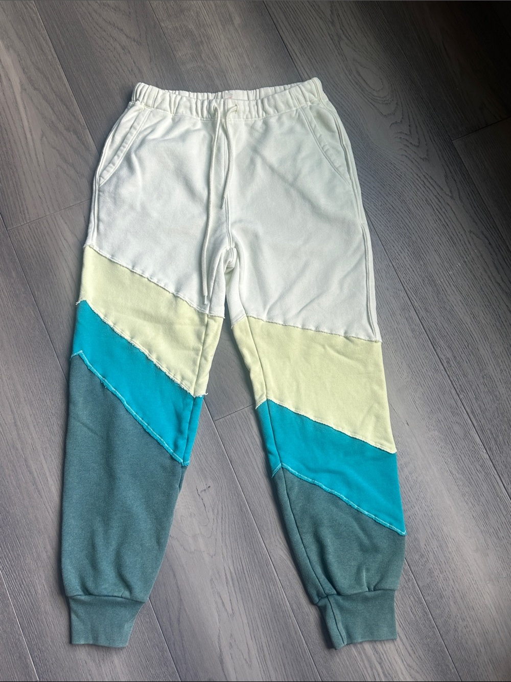 FP Movement by Free People Colorblock Joggers - Cream, Yellow, Teal, Green